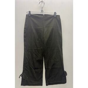 Vintage Women's Olive Green Drawstring Capri Pants, Size 3, Casual Fit